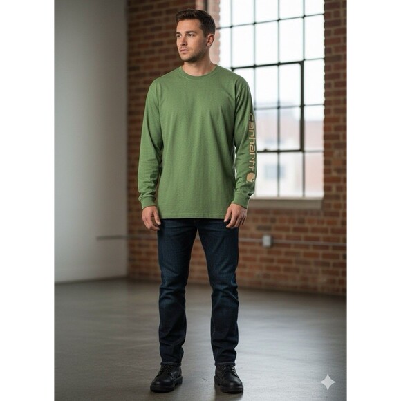 Carhartt Long Sleeve Pocket T-Shirt Men’s 3XL Tall Loose Fit Green Workwear - Picture 1 of 9